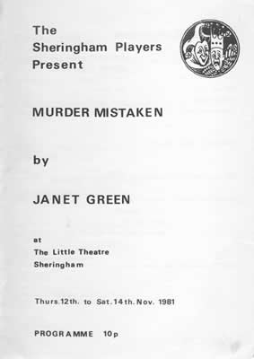 'Murder Mistaken' programme cover